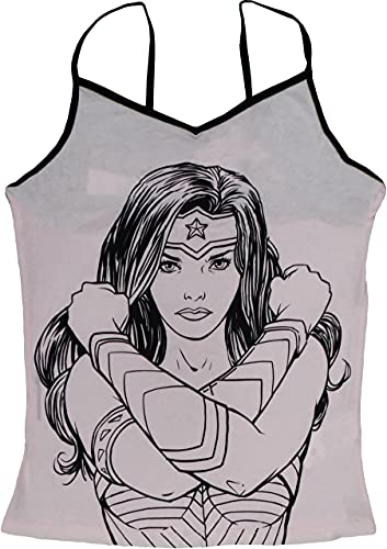 Wonder Woman Conjunto de pijama corto de algodón para mujer, rosa, M