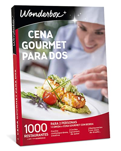 WONDERBOX - Caja Regalo Cena Gourmet para Dos - Vivir Juntos una pasión común, Adecuado como experiencias para Regalar 2 Personas, Regalos para Navidad, Ideas Regalo Mujer, Regalo Original Hombre.