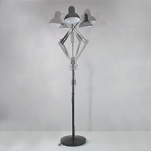 Wonderlamp - Lámpara de pie articulada Avati, Lámpara Pie Negro, Altura regulable, Cuerpo y cabezal articulable, Bombilla 1xE27