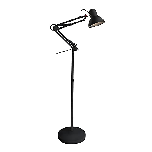Wonderlamp - Lámpara de pie articulada Avati, Lámpara Pie Negro, Altura regulable, Cuerpo y cabezal articulable, Bombilla 1xE27