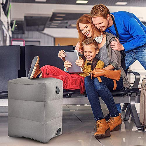 Woo Well Taburete Inflable Relaje Sus piernas, Déjate Descansar Mejor, Inflable de Forma rápida, Adecuado para Viajes en avión y en Coche y en el hogar y la Oficina, le Permiten disfru