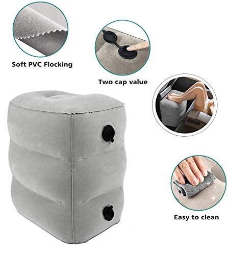 Woo Well Taburete Inflable Relaje Sus piernas, Déjate Descansar Mejor, Inflable de Forma rápida, Adecuado para Viajes en avión y en Coche y en el hogar y la Oficina, le Permiten disfru