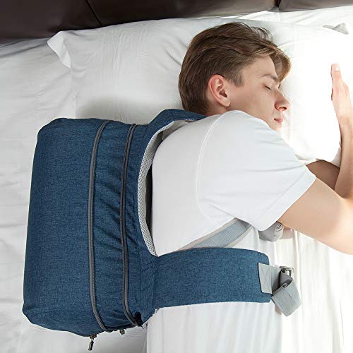 WoodyKnows 2021 Mochila para dormir lateral recientemente mejorada con todas las correas de cinta mágica y cremallera mejorada, alivia los ronquidos causados por la posición supina para dormir