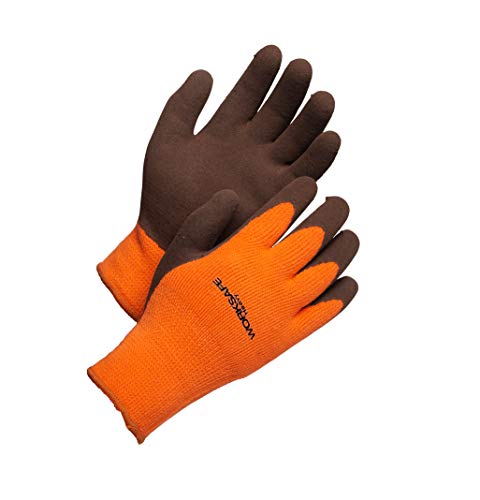 Worksafe Guantes de trabajo térmicos, látex, antideslizantes, resistentes a la abrasión, EN388 - H50-462W, 1 par, talla 11 = XXL, naranja