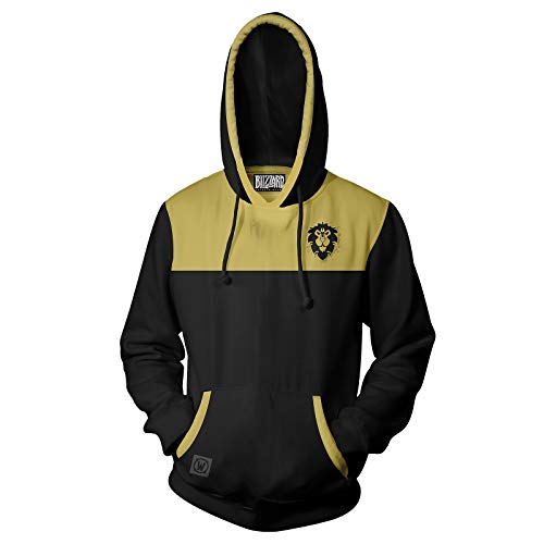 World of Warcraft Allianz Hombre Sudadera con Capucha Negro/Amarillo L