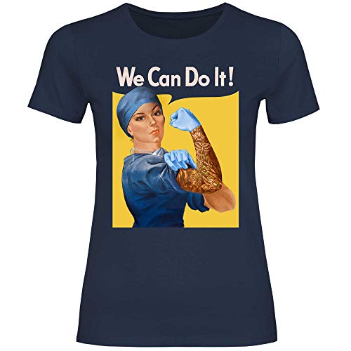wowshirt Camiseta Enfermera del Cuidador asistentes médicos Rosie Feminismo para Mujer, Tamaño:M, Color:Navy