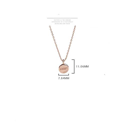 WOZUIMEI S925 Collar de Plata Hembra Alfabeto Coreano Lucky Disco Redondo Cadena de Clavícula Inglesa Hembraoro rosa, Plata 925