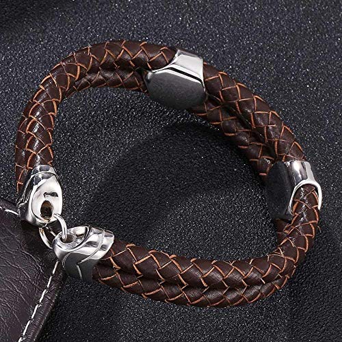 WQZYY&ASDCD Pulseras Brazalete Joyería De Moda Pulsera De Cuero Pulseras De Hombre para Mujer Regalo De Mejor Amigo Brazalete Marrón-Brown_Wearing_Length_185Mm
