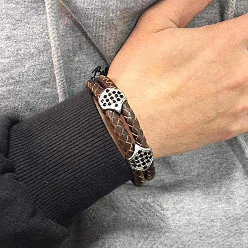 WQZYY&ASDCD Pulseras Brazalete Joyería De Moda Pulsera De Cuero Pulseras De Hombre para Mujer Regalo De Mejor Amigo Brazalete Marrón-Brown_Wearing_Length_185Mm