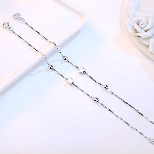 WQZYY&ASDCD Pulseras Brazalete Pulsera De Joyería De Plata De Ley 925 Moda Femenina Retro Pulsera Cuadrada Longitud 19,5 Cm-1110