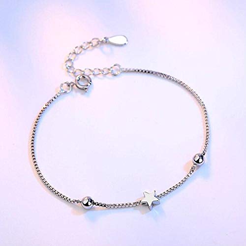 WQZYY&ASDCD Pulseras Brazalete Pulsera De Joyería De Plata De Ley 925 Moda Femenina Retro Pulsera Cuadrada Longitud 19,5 Cm-1110