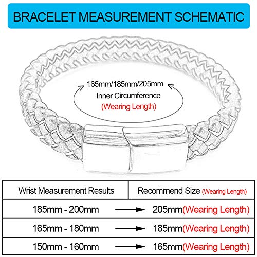 WQZYY&ASDCD Pulseras Brazalete Punk Men Jewelry Brazalete De Cuero Trenzado Brazaletes De Moda De Acero Inoxidable-White_1_Wearing_Length_205Mm