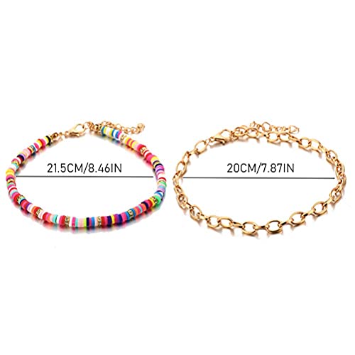 WSTERAO Boho Turquesa Tobillera Plata Estrella Tobillera Pulsera Playa Pie Joyas, Juego de 2 Tobilleras Tobillera Mujer Boho Hippie Tobillera étnica