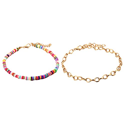 WSTERAO Boho Turquesa Tobillera Plata Estrella Tobillera Pulsera Playa Pie Joyas, Juego de 2 Tobilleras Tobillera Mujer Boho Hippie Tobillera étnica