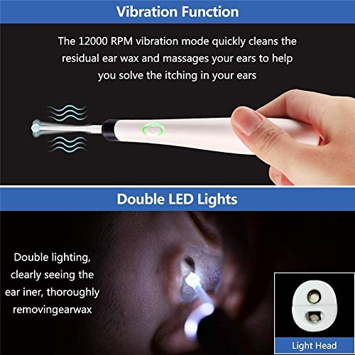 WSVULLD Limpiador Eléctrico De Oídos, Removedor De Cera De Oído Al Vacío Ear-Pick con Fácil Limpieza Y Ahorro De Energía para Niños Y Adultos (Color : White)
