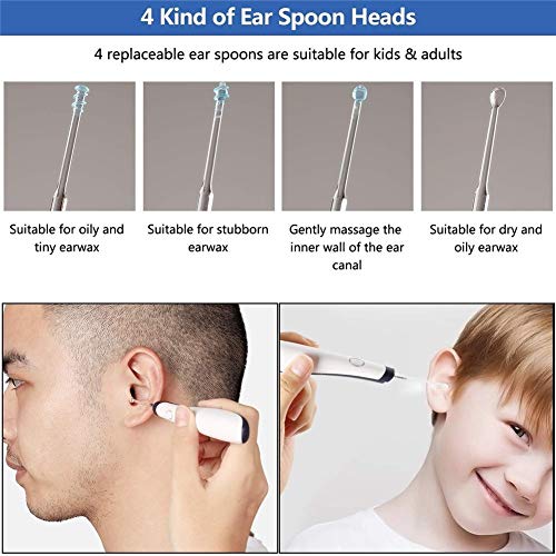 WSVULLD Limpiador Eléctrico De Oídos, Removedor De Cera De Oído Al Vacío Ear-Pick con Fácil Limpieza Y Ahorro De Energía para Niños Y Adultos (Color : White)