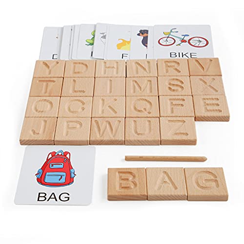 WT-DDJJK Tablero Educativo de Aprendizaje de práctica de Escritura de Juguete ABC, ayudas de Escritura de Madera para niños y niñas
