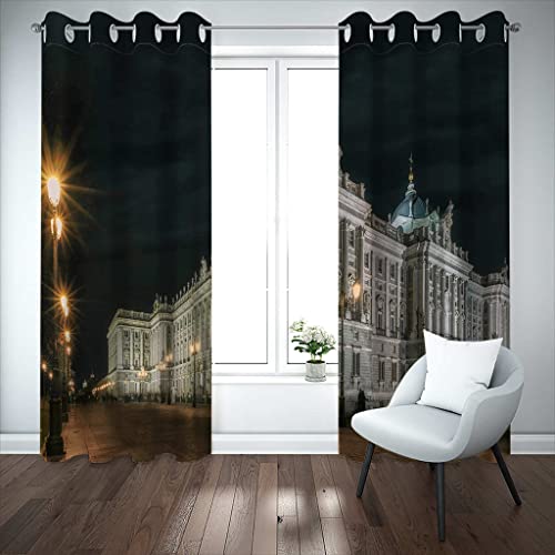 WUBMQ Cortinas Cocina Ventana Opacas Moderna 220x215cm (AnxAl) 2 Piezas 3D Paisaje arquitectónico Cortinas termicas aislantes Frio y Calor para Decoración de Salon Dormitorio Modernas