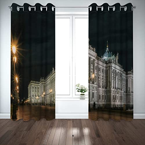 WUBMQ Cortinas Cocina Ventana Opacas Moderna 220x215cm (AnxAl) 2 Piezas 3D Paisaje arquitectónico Cortinas termicas aislantes Frio y Calor para Decoración de Salon Dormitorio Modernas