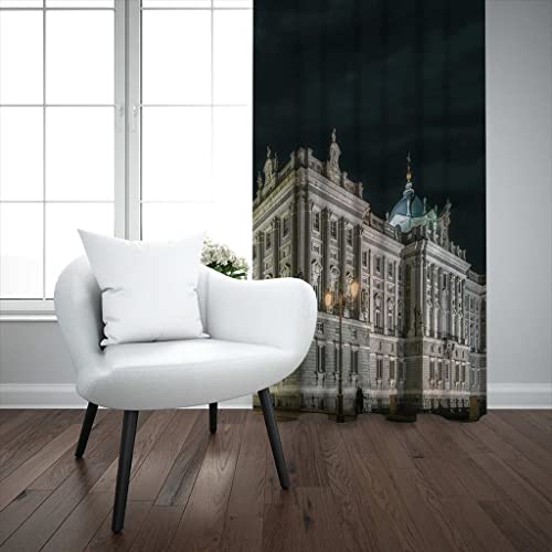 WUBMQ Cortinas Cocina Ventana Opacas Moderna 220x215cm (AnxAl) 2 Piezas 3D Paisaje arquitectónico Cortinas termicas aislantes Frio y Calor para Decoración de Salon Dormitorio Modernas