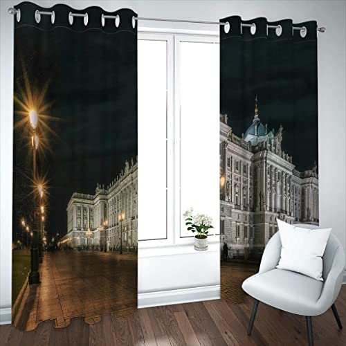 WUBMQ Cortinas Cocina Ventana Opacas Moderna 220x215cm (AnxAl) 2 Piezas 3D Paisaje arquitectónico Cortinas termicas aislantes Frio y Calor para Decoración de Salon Dormitorio Modernas
