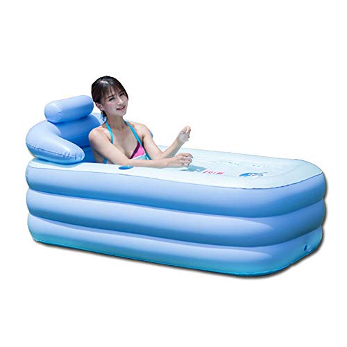 WUPYI2018 Bañera hinchable para adultos, de PVC, plegable, portátil, para viaje, spa, 160 x 82 x 75 cm, color azul