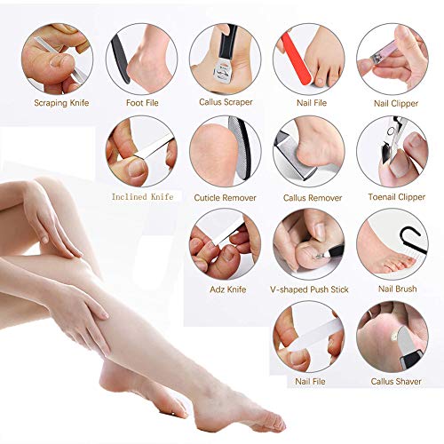 Wuudi Foot Rapier - Kit de pedicura, juego de uñas enceradas, juego de manicura, juego de pedicura, 16 piezas, acero inoxidable, profesional, para uñas de diferentes grosores