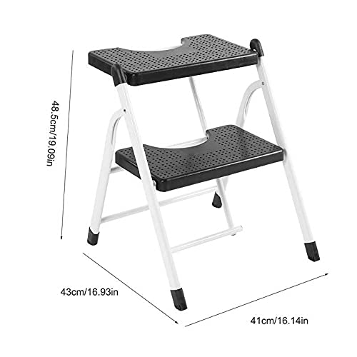 WYN Escalera Plegable de Trabajo Pesado de 2 Pasos Mini con Pasos Acanalados Antideslizantes de heces, Adecuado para Adultos en Cocina, baño, Dormitorio