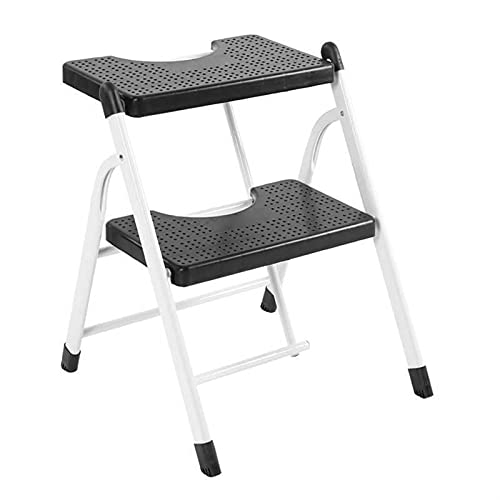 WYN Escalera Plegable de Trabajo Pesado de 2 Pasos Mini con Pasos Acanalados Antideslizantes de heces, Adecuado para Adultos en Cocina, baño, Dormitorio