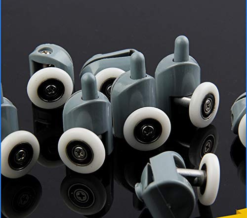 X-BAOFU, 8pcs Diameter20 / 23/25/27 mm Ducha Rodillos de la Puerta/Corredores/Ruedas Ducha Polea reemplazo 4top + 4bottom (Color : Gris, tamaño : 23mm)