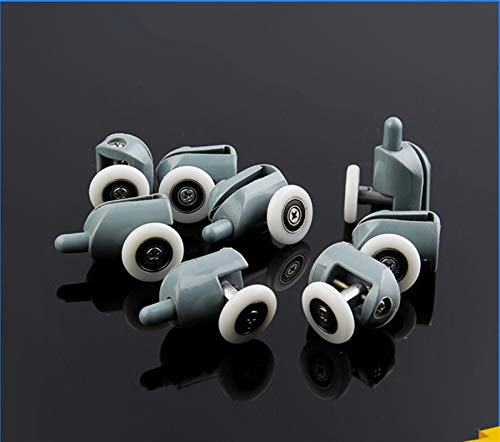 X-BAOFU, 8pcs Diameter20 / 23/25/27 mm Ducha Rodillos de la Puerta/Corredores/Ruedas Ducha Polea reemplazo 4top + 4bottom (Color : Gris, tamaño : 23mm)