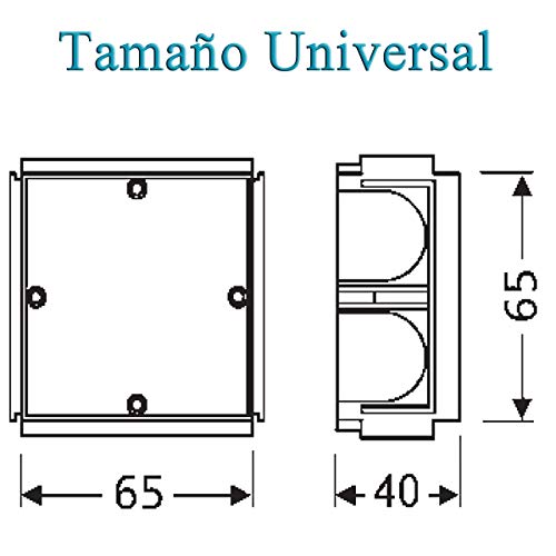 x20 Unidades - CAJAS EMPOTRAR ELECTRICIDAD PARED • CAJAS ELECTRICAS MECANISMO EMPOTRABLE • PARA EMPOTRAR ENCHUFES E INTERRUPTORES • UNIVERSAL • 65X65X40