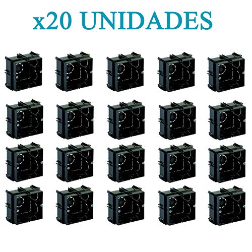 x20 Unidades - CAJAS EMPOTRAR ELECTRICIDAD PARED • CAJAS ELECTRICAS MECANISMO EMPOTRABLE • PARA EMPOTRAR ENCHUFES E INTERRUPTORES • UNIVERSAL • 65X65X40