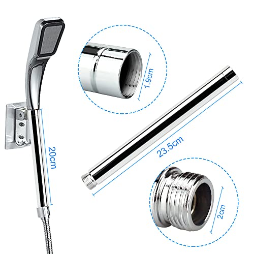 XAVSWRDE Tubo de Extensión de Ducha de 20cm Extensión Barra de Ducha de Acero Inoxidable 1/2” Prolongador de Ducha Tubo de Prolongación para Alargar la Barra Grifo de Ducha o la Alcachofa de Ducha