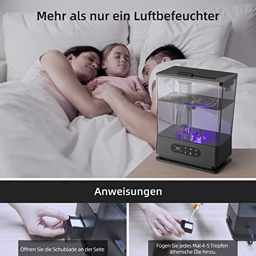 XAXAZON Humidificador Aceites Esenciales Ultrasónico 6L, Humedad Ajustable, Dos Boquillas de Vapor Giratorias 360°, Modo de Sueño, Temporizador de 12 Horas, 40-70 Metros Cuadrados (JS06)