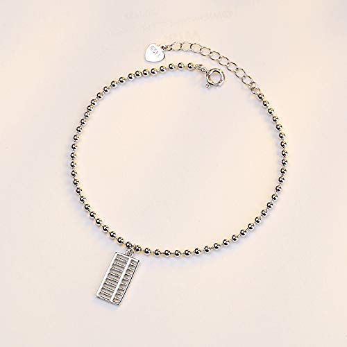 XBJ Pulsera de Mujer, Pulsera de Plata de Ley 925 con Personalidad, ábaco de Moda y Pulsera de ábaco