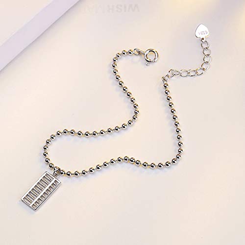 XBJ Pulsera de Mujer, Pulsera de Plata de Ley 925 con Personalidad, ábaco de Moda y Pulsera de ábaco