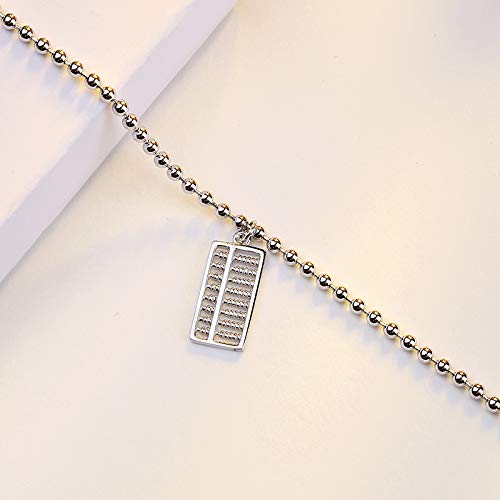 XBJ Pulsera de Mujer, Pulsera de Plata de Ley 925 con Personalidad, ábaco de Moda y Pulsera de ábaco