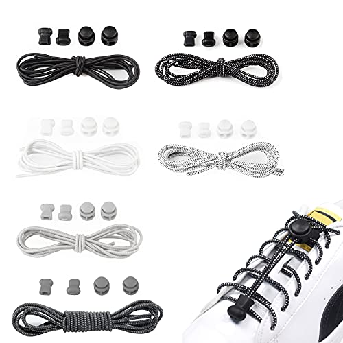 XIAOMAOMAO 6 Pares Cordones Elásticos para Zapatillas, Cordones deportivos con sistema de cordones rápidos, Adulto, Ancianos, Discapacitado, Maratón, Corredores, Niños