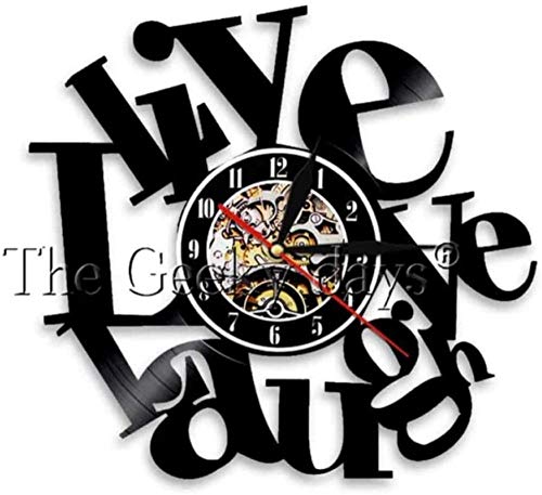 xiaoxong658 Reloj De Pared De Vinilo Life Laugh Love Cita Inspiradora Artista De Pared Decoración Residencial Reloj De Pared Disco De Vinilo Reloj De Pared Life Attitude Gift Ideas