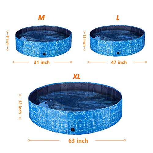 XIAPIA Piscina Perros Plegable, Piscina Mascotas Bañera Plegable con Suelo Aantideslizante y Resistente Tablero de Fibra de Madera para Perros Gatos Niños, 120cm*30cm
