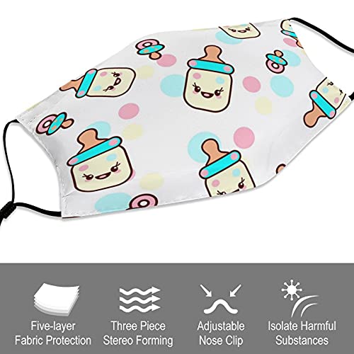 Xingruyun Mascarillas Faciales Personalizadas, Mascarilla Bucal De Diseño Personalizado Con Filtros, Cubierta Facial Unisex Reutilizable Emoticonos Kawaii 1 PCS