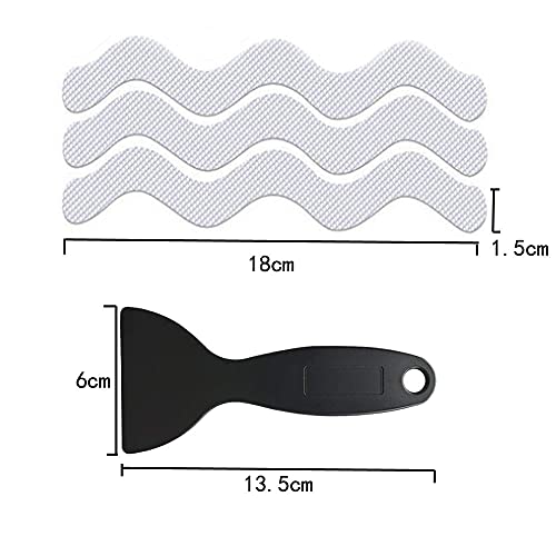 XINGSUI 24 Pegatinas de Tira Antideslizante,AAdhesivo Antideslizante Tipo S con Raspador,para Baño y Escaleras(Transparente)
