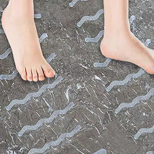 XINGSUI 24 Pegatinas de Tira Antideslizante,AAdhesivo Antideslizante Tipo S con Raspador,para Baño y Escaleras(Transparente)