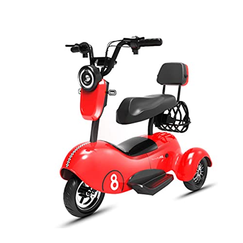 XINTONGSPP Triciclo eléctrico, Sencilla/biplaza/portátil Multifuncional cómodo y Resistente al Desgaste Mini Scooter eléctrico, Adulto Uso al Aire Libre/Necesidades diarias de la Oficina,Rojo