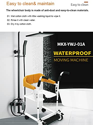 XJJY Silla Ducha Multifunción para Silla Ruedas Inodoro Asiento Inodoro Transporte Ascensor Lavable Rolling Silla Paciente Rehabilitación Anciana Baño Silla De Ruedas,Comfort Version