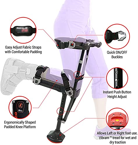 XJZHANG Andador Telescópico De Una Pierna Alternativa a Las Muletas, Muleta De Manos Libres Antideslizante, Muleta De Rodilla Sin Dolor para Fracturas De Tobillo, Esguinces, Pantorrilla