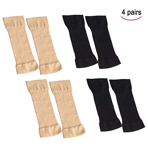 XLKJ 4Pares Mangas de Brazo de Mujer de Refrigeración Protección UV de Compresión de Brazo Elástico, Adelgazante Brazo de Fitness Deportivo