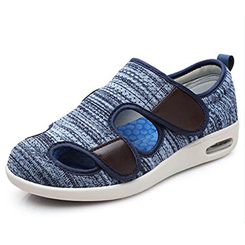 XRDSHY Zapatillas para Rehabilitación, Zapatos De Madre Gorda, Zapatos para Diabéticos con Velcro-Gris, Calzado OrtopéDico Ajustable para Artritis,G-37