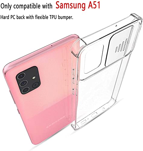 XTCASE Funda para Samsung Galaxy A51, Protección de la Cámara Transparente Carcasa Cubierta de Cámara Deslizante Proteger Ultra-Fina Híbrida PC + TPU Anti-Choque Anti-arañazos